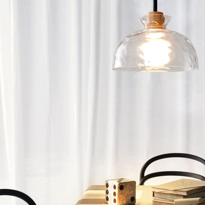 Onda | Clear Rippled Glass Pendant Light, Modern Bell, Cone or Bowl Hanging Light for Kitchen Island