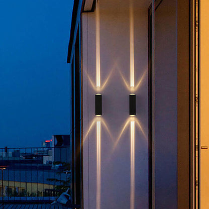 Fascio | Modern LED Up and Down Wall Light, Black Exterior Wall Sconce for Covered Patio, Porch and Entry