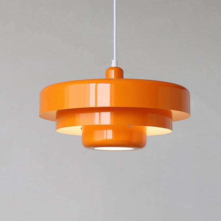 Strati | Layered Metal Ring Pendant Light, Nordic Vintage Hanging Lamp in Orange, Green or White