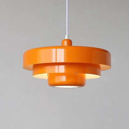 Strati | Layered Metal Ring Pendant Light, Nordic Vintage Hanging Lamp in Orange, Green or White