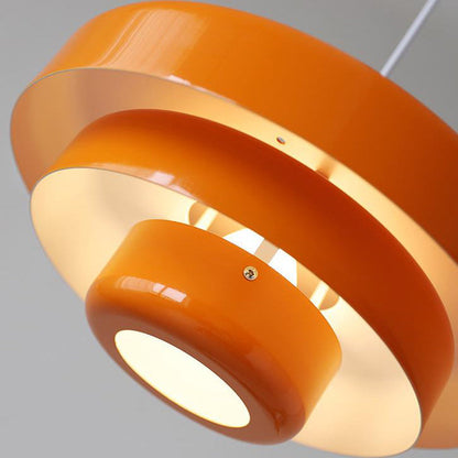 Strati | Layered Metal Ring Pendant Light, Nordic Vintage Hanging Lamp in Orange, Green or White