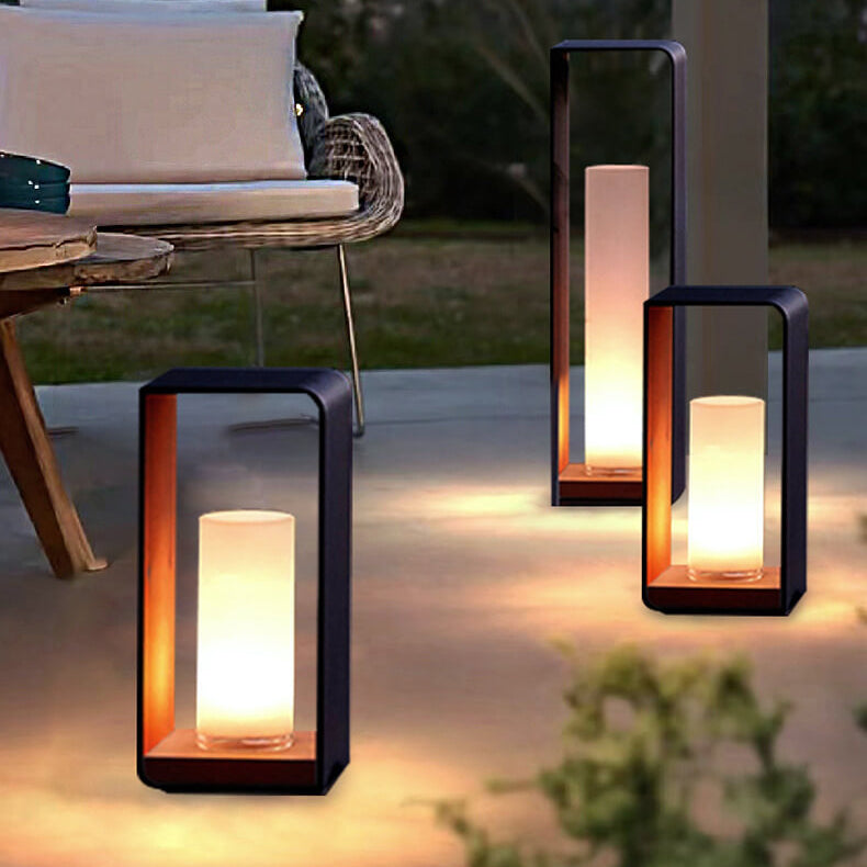Quadra | Modern Square LED Bollard Light, Solar or Hardwired Outdoor Landscape Path Light for Patio