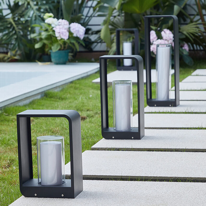 Quadra | Modern Square LED Bollard Light, Solar or Hardwired Outdoor Landscape Path Light for Patio