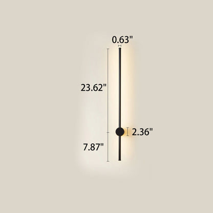 Filo | Slim Aluminum LED Wall Sconce Strip, Modern Linear Wall Light in Black or Gold for Bedroom and Hallway