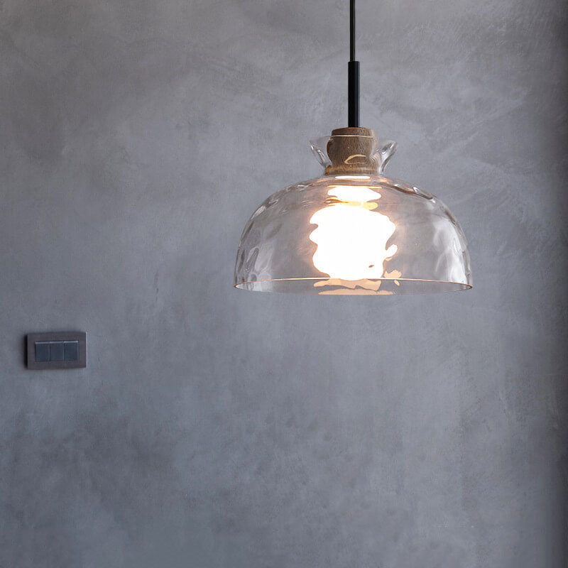 Onda | Clear Rippled Glass Pendant Light, Modern Bell, Cone or Bowl Hanging Light for Kitchen Island