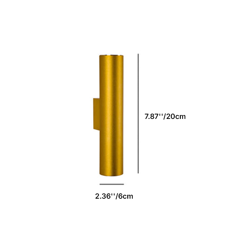 Canna | Slim Cylinder Up and Down LED Wall Sconce, Modern Aluminum Wall Light in Six Heights for Bedroom