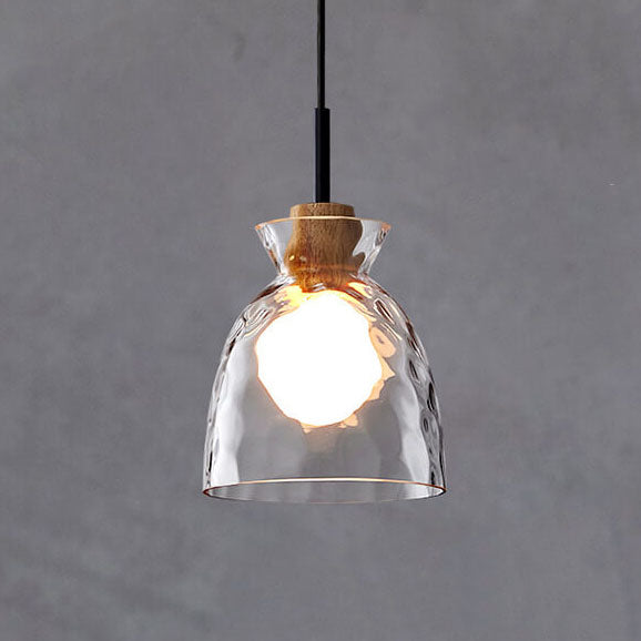 Onda | Clear Rippled Glass Pendant Light, Modern Bell, Cone or Bowl Hanging Light for Kitchen Island