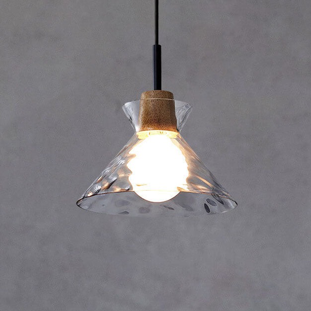 Onda | Clear Rippled Glass Pendant Light, Modern Bell, Cone or Bowl Hanging Light for Kitchen Island