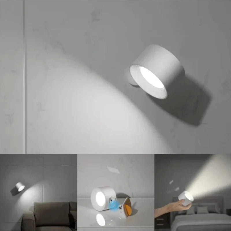 Magnete | Cordless Magnetic LED Wall Light, Rechargeable Dimmable Wall Sconce with Remote, 360 Rotating