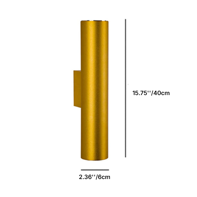 Canna | Slim Cylinder Up and Down LED Wall Sconce, Modern Aluminum Wall Light in Six Heights for Bedroom