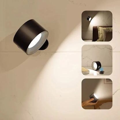 Magnete | Cordless Magnetic LED Wall Light, Rechargeable Dimmable Wall Sconce with Remote, 360 Rotating