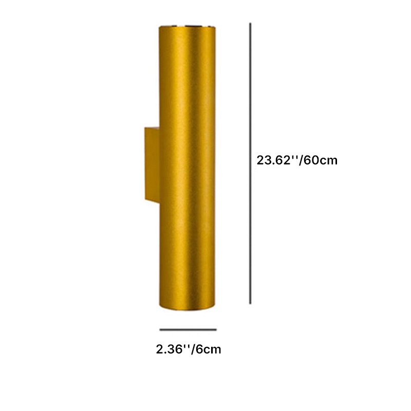 Canna | Slim Cylinder Up and Down LED Wall Sconce, Modern Aluminum Wall Light in Six Heights for Bedroom