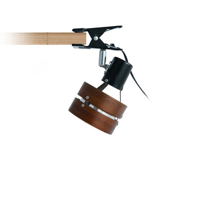 Mame | Small Wood Clip On Lamp, Japanese Round Clamp Reading Light for Bed, Desk and Shelf, Plug In
