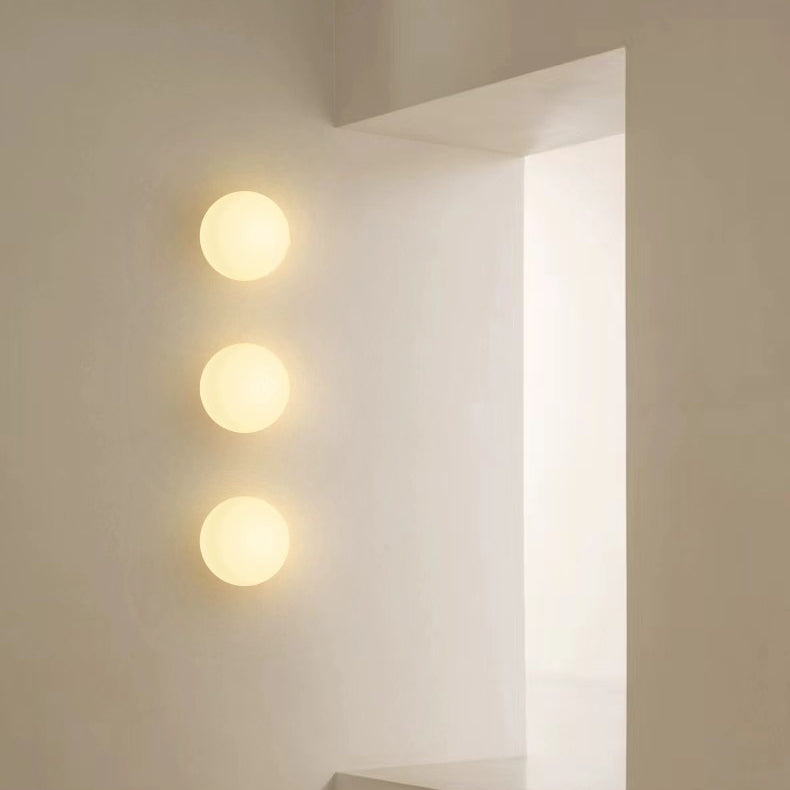 Opalo | White Opal Glass Globe Wall Sconce, Modern Minimalist Orb Wall Light for Hallway and Bedroom