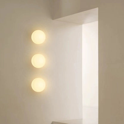 Opalo | White Opal Glass Globe Wall Sconce, Modern Minimalist Orb Wall Light for Hallway and Bedroom
