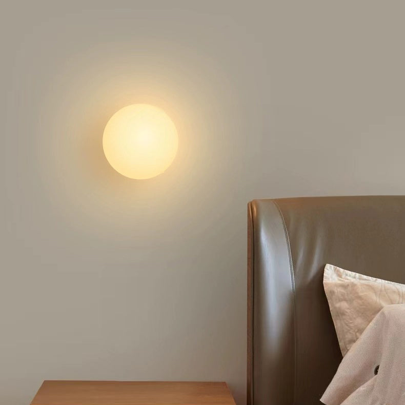 Opalo | White Opal Glass Globe Wall Sconce, Modern Minimalist Orb Wall Light for Hallway and Bedroom