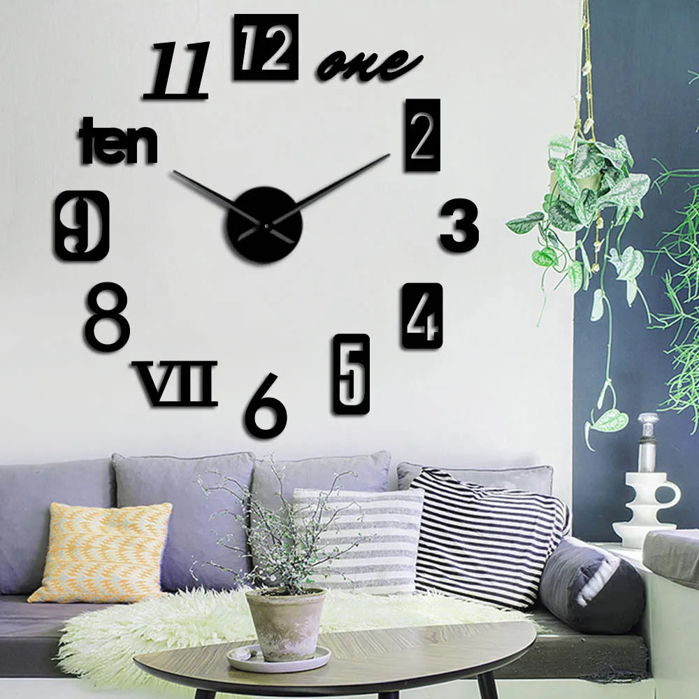 Ora | Large Silent Round Wall Clock, Oversized Modern Clock with Luminous or Roman Dial for Living Room