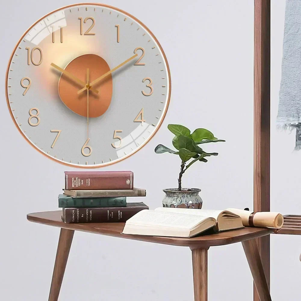 Quiete | Silent Minimalist Wall Clock, Modern Non Ticking Round Clock in Six Matte Finishes for Bedroom
