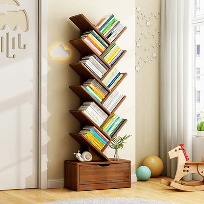 Scala | Narrow Tall Wood Bookshelf, 6 to 12 Tier Slim Bookcase Storage Shelf for Home Office and Living Room