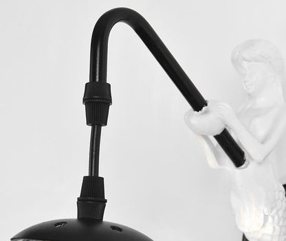 Sirena | Vintage Glass Orb Wall Sconce with Cast Relief Backplate, Black or Gold Wall Light for Hallway
