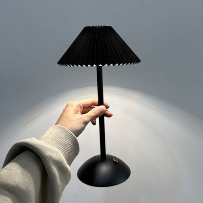 Cono | Pleated Cone Shade Table Lamp, Small Scandinavian Bedside Lamp in Eight Colors for Nightstand