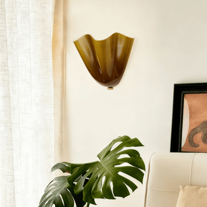 Scultura | Sculptural Wall Light, Modern Organic Art Wall Sconce in Beige, Green, Brown or Amber, Hardwired