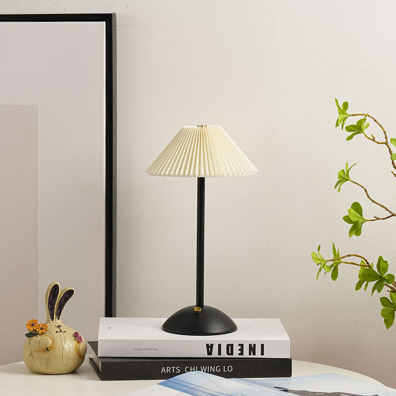Cono | Pleated Cone Shade Table Lamp, Small Scandinavian Bedside Lamp in Eight Colors for Nightstand