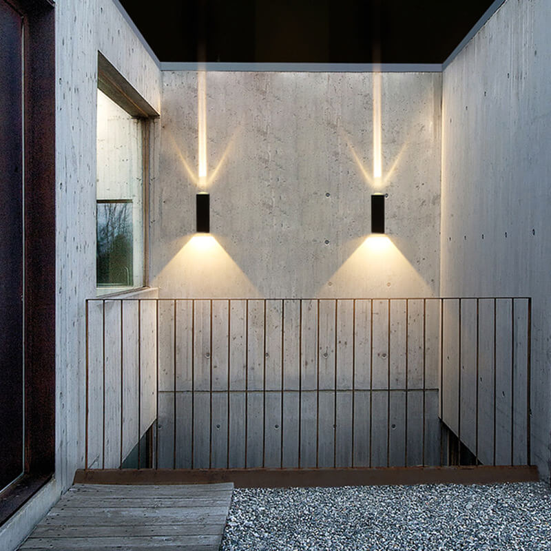 Fascio | Modern LED Up and Down Wall Light, Black Exterior Wall Sconce for Covered Patio, Porch and Entry