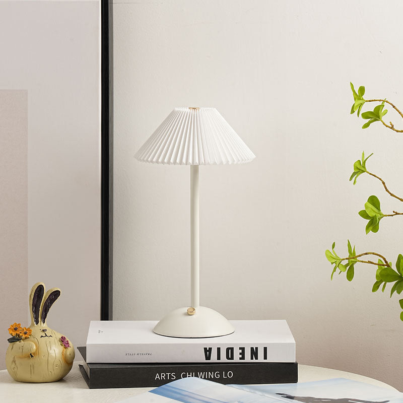 Cono | Pleated Cone Shade Table Lamp, Small Scandinavian Bedside Lamp in Eight Colors for Nightstand
