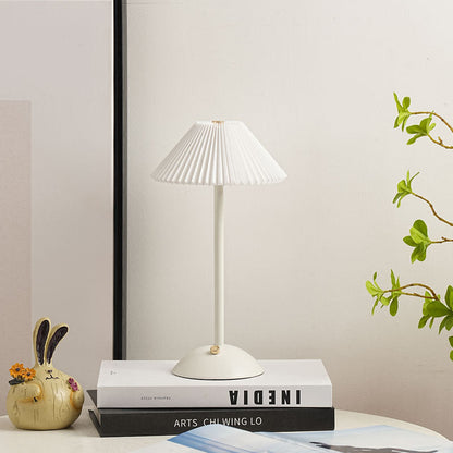 Cono | Pleated Cone Shade Table Lamp, Small Scandinavian Bedside Lamp in Eight Colors for Nightstand