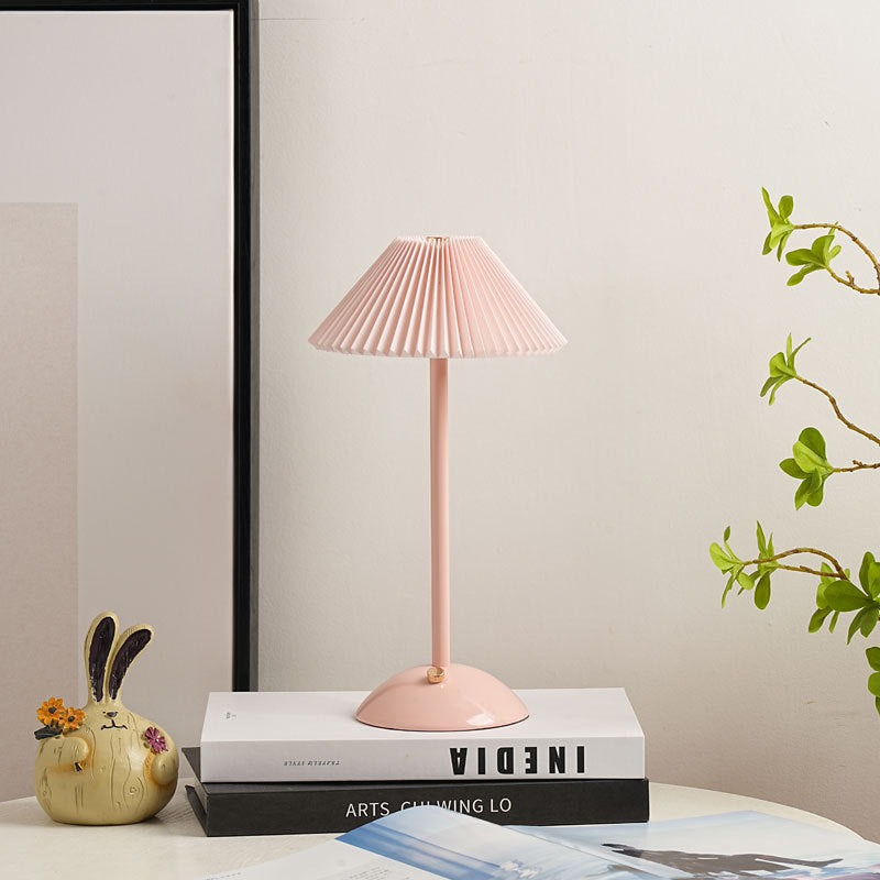 Cono | Pleated Cone Shade Table Lamp, Small Scandinavian Bedside Lamp in Eight Colors for Nightstand