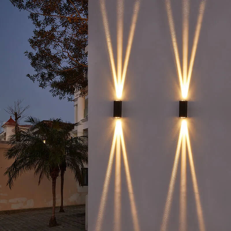 Fascio | Modern LED Up and Down Wall Light, Black Exterior Wall Sconce for Covered Patio, Porch and Entry