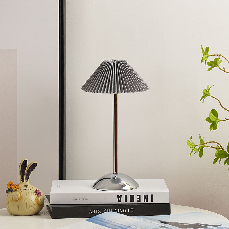 Cono | Pleated Cone Shade Table Lamp, Small Scandinavian Bedside Lamp in Eight Colors for Nightstand