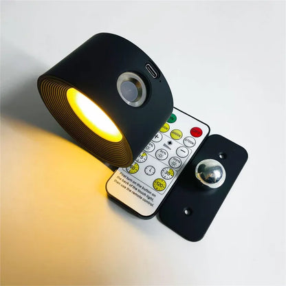 Magnete | Cordless Magnetic LED Wall Light, Rechargeable Dimmable Wall Sconce with Remote, 360 Rotating