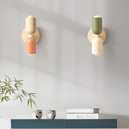 Duetto | Two Tone Up and Down Wall Lamp, Colorful Dual Glow Wall Sconce in Ten Color Combos, Hardwired