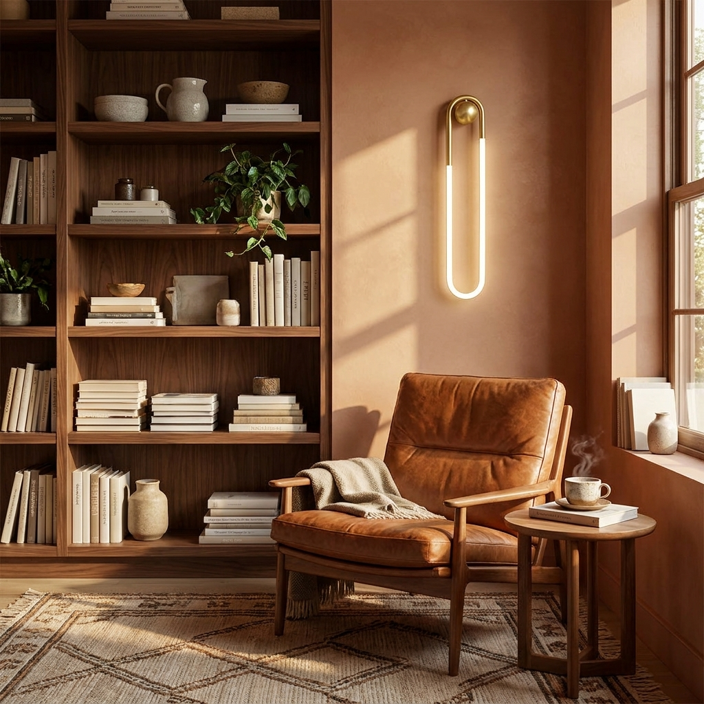 Rovan wall lamp above a reading nook
