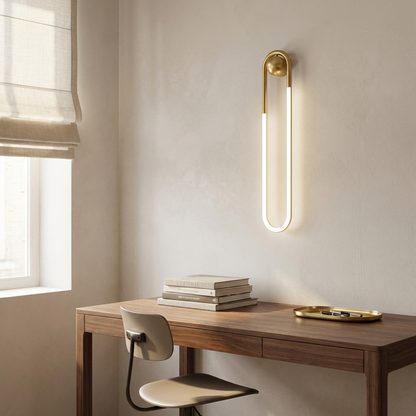Rovan wall lamp above a walnut desk