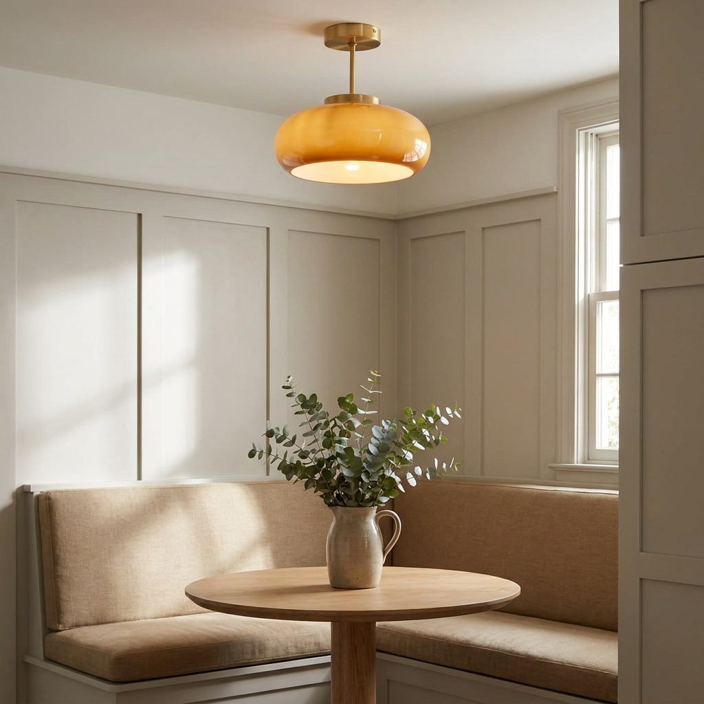 Marlowe semi flush mount above a breakfast nook