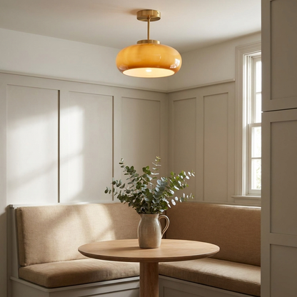 Marlowe semi flush mount above a breakfast nook