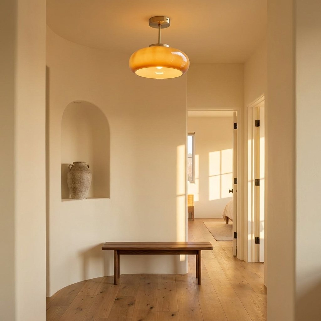 Marlowe semi flush mount in a hallway