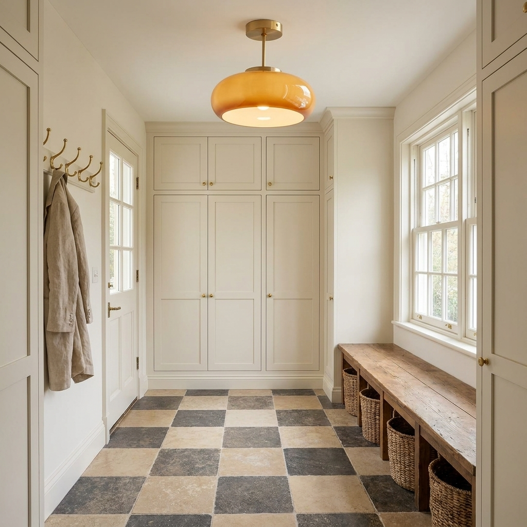 Marlowe semi flush mount in a mudroom
