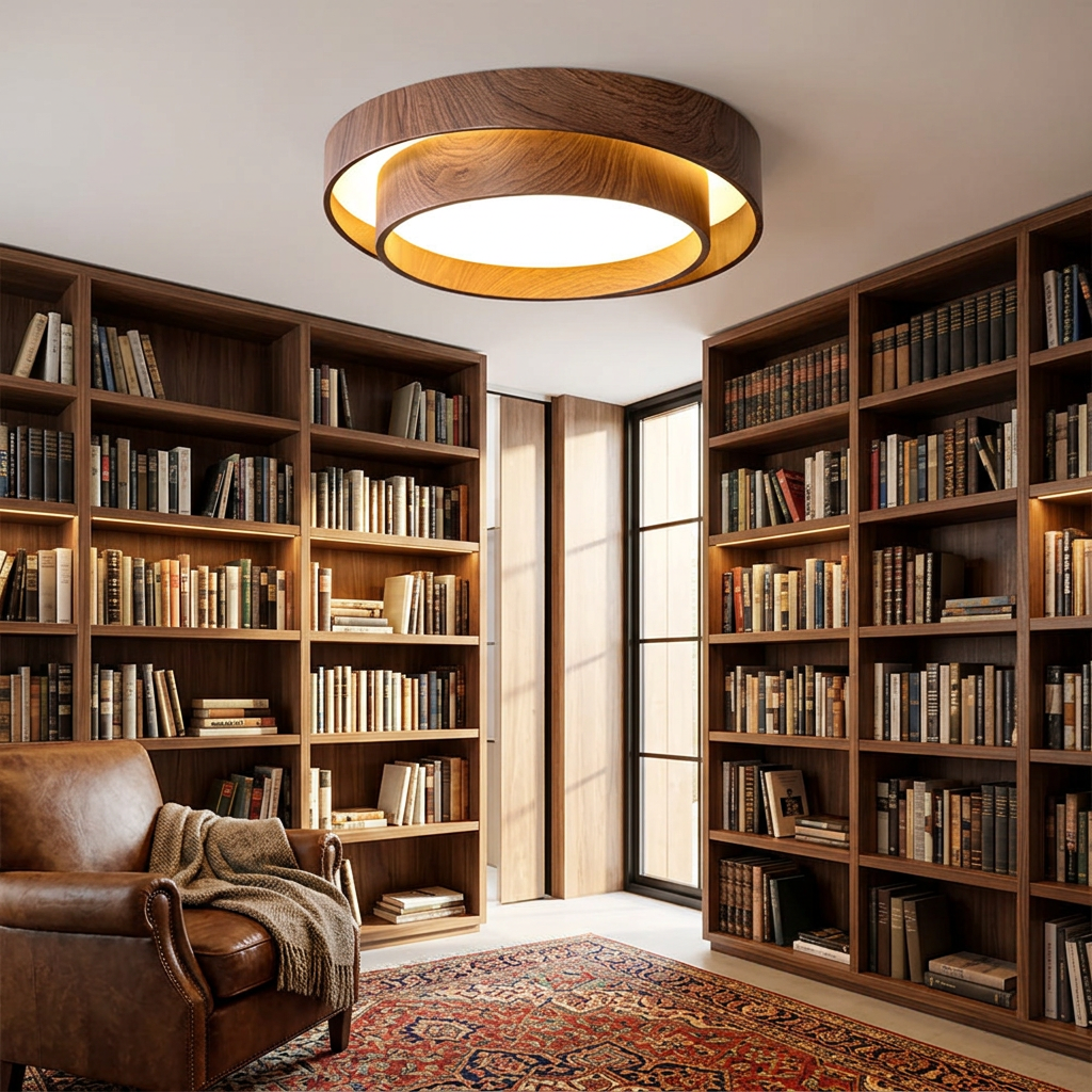 Sereno ceiling lamp in a home library