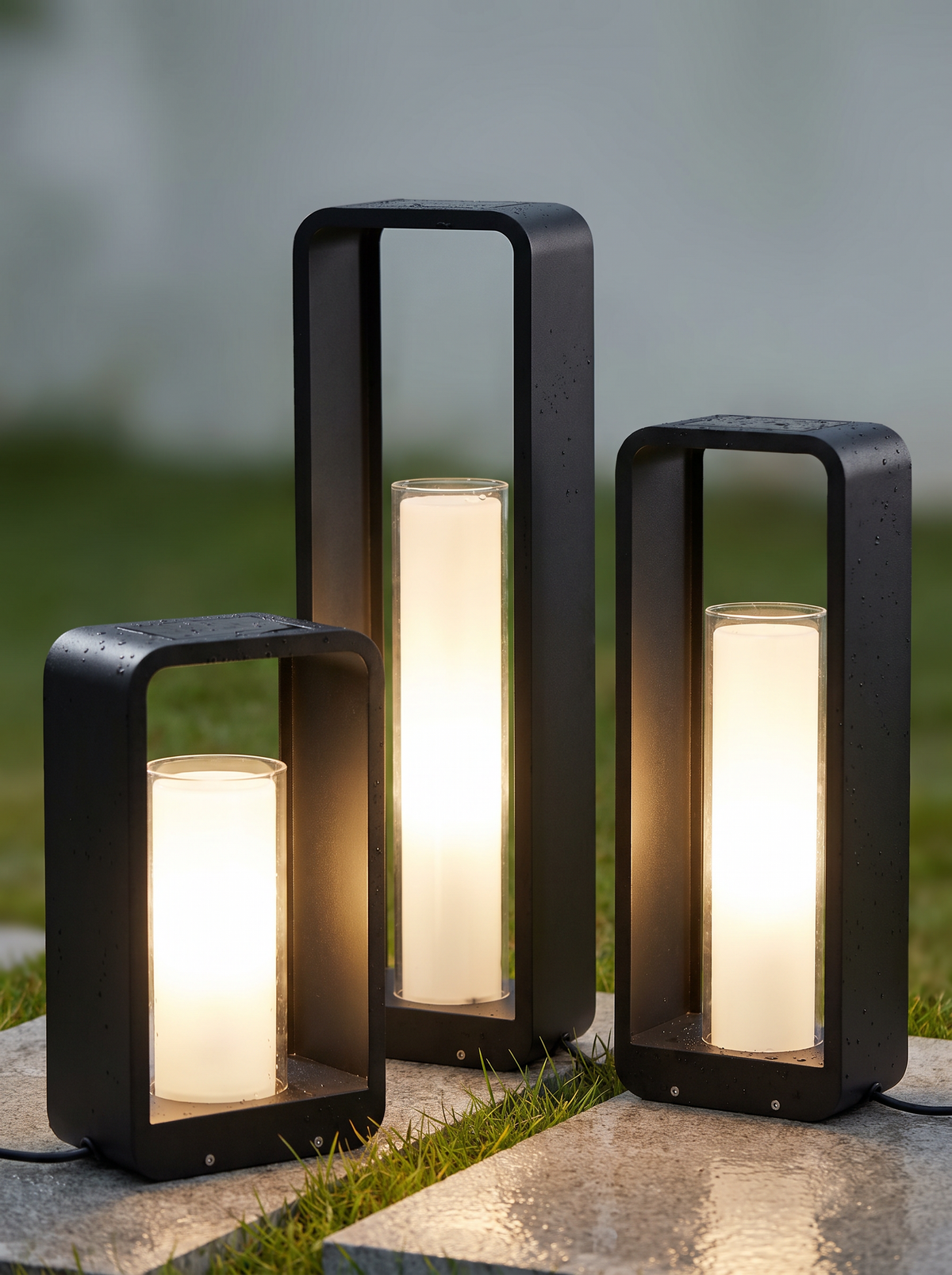 Modern Minimalist Square Frame Stainless Steel Acrylic LED Waterproof Lawn Landscape Light For Outdoor Patio image with text 1