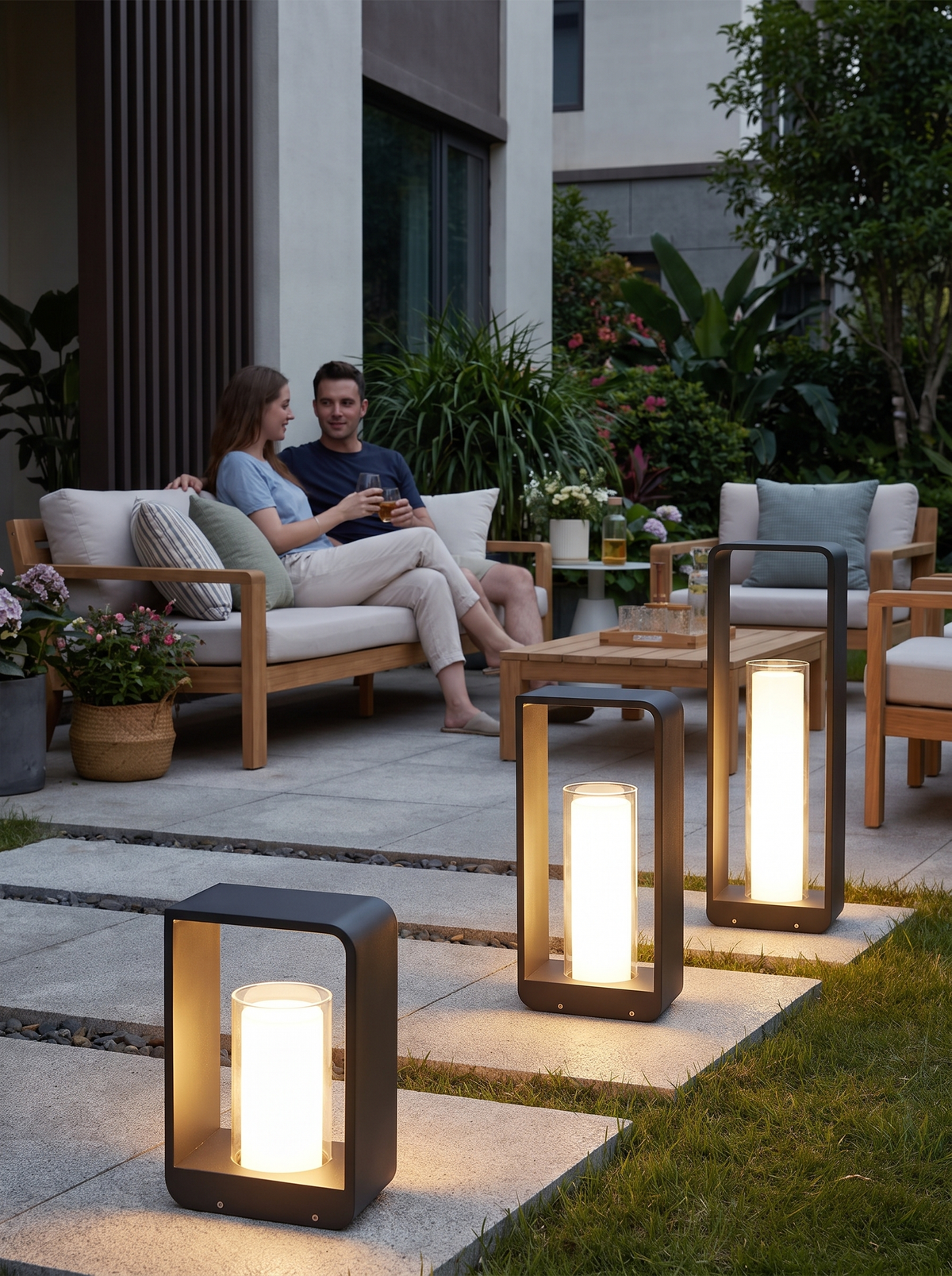 Modern Minimalist Square Frame Stainless Steel Acrylic LED Waterproof Lawn Landscape Light For Outdoor Patio image with text 2