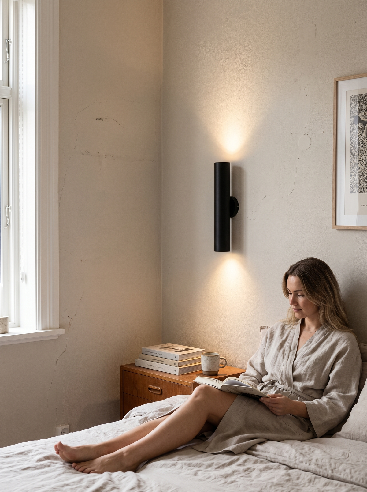 Modern Minimalist Round Aluminum Cylindrical 2-Light Wall Sconce Lamp For Bedroom image with text 2