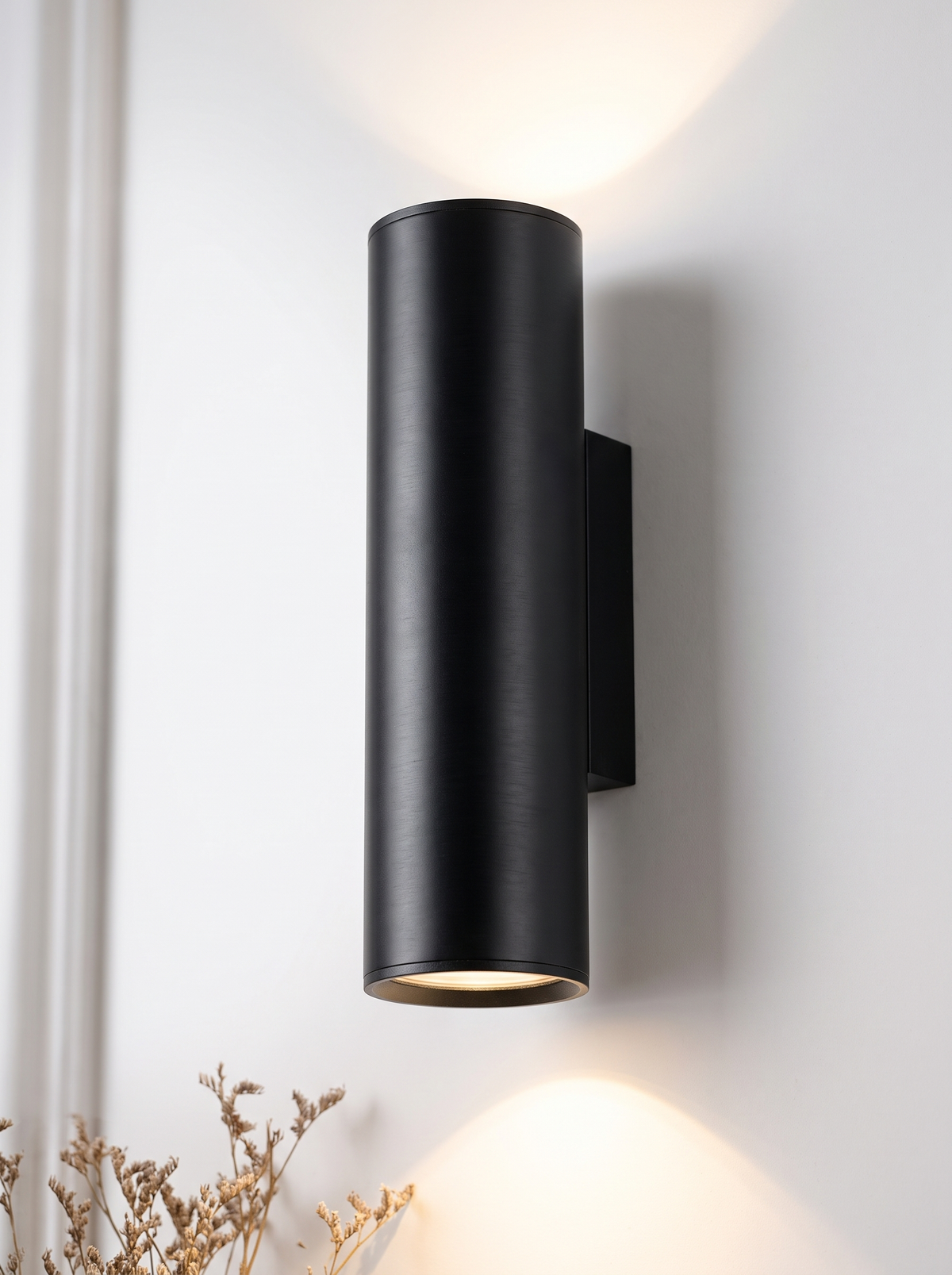 Modern Minimalist Round Aluminum Cylindrical 2-Light Wall Sconce Lamp For Bedroom image with text 1