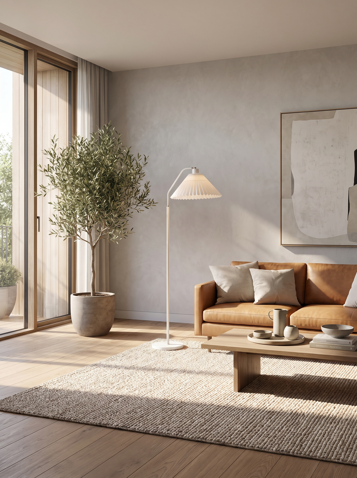 Minimalist Fabric Pleated Shade 1-Light Standing Floor Lamp image 3