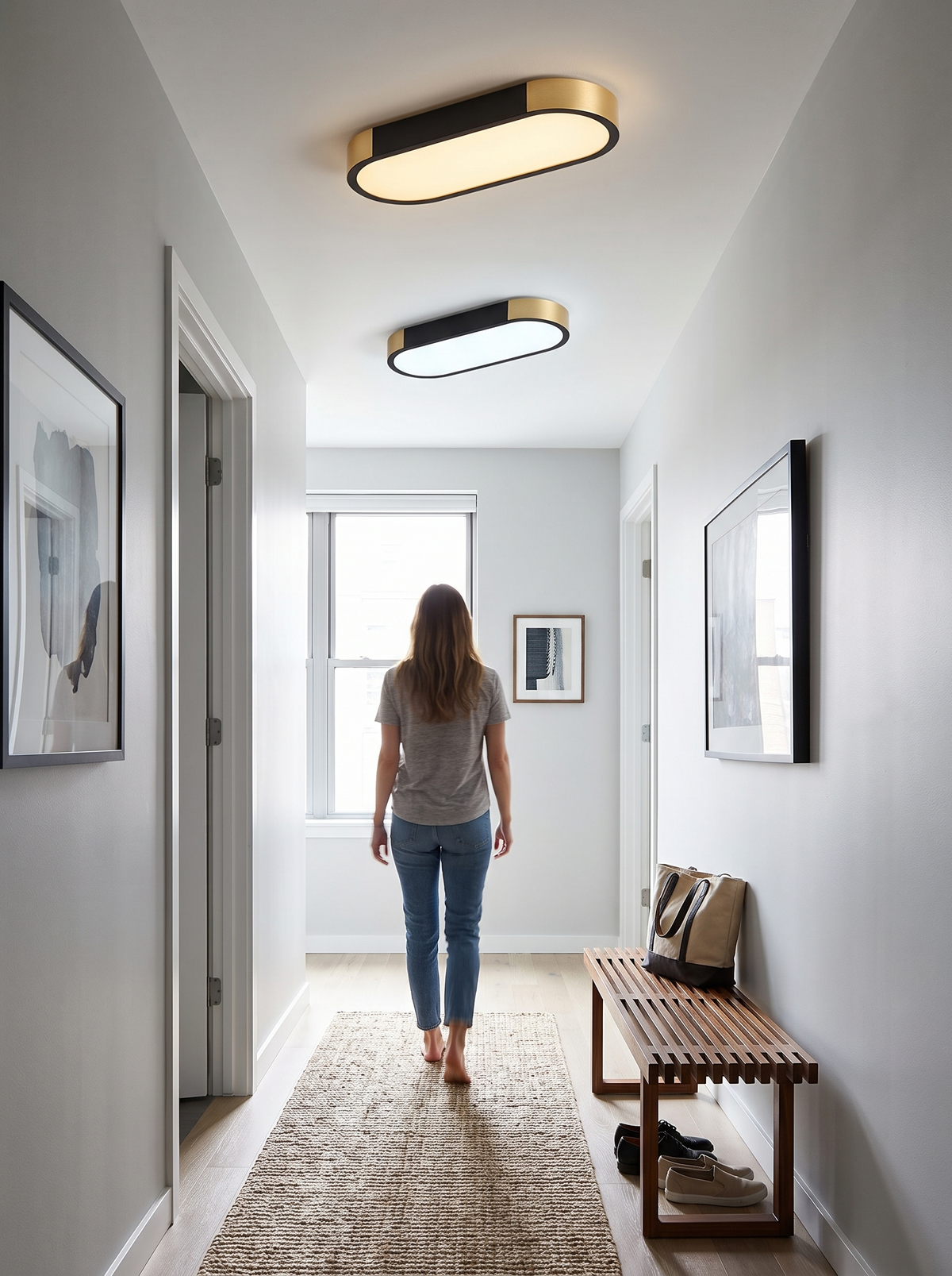 Modern Minimalist Rectangular Ring LED Flush Mount Ceiling Light image 2