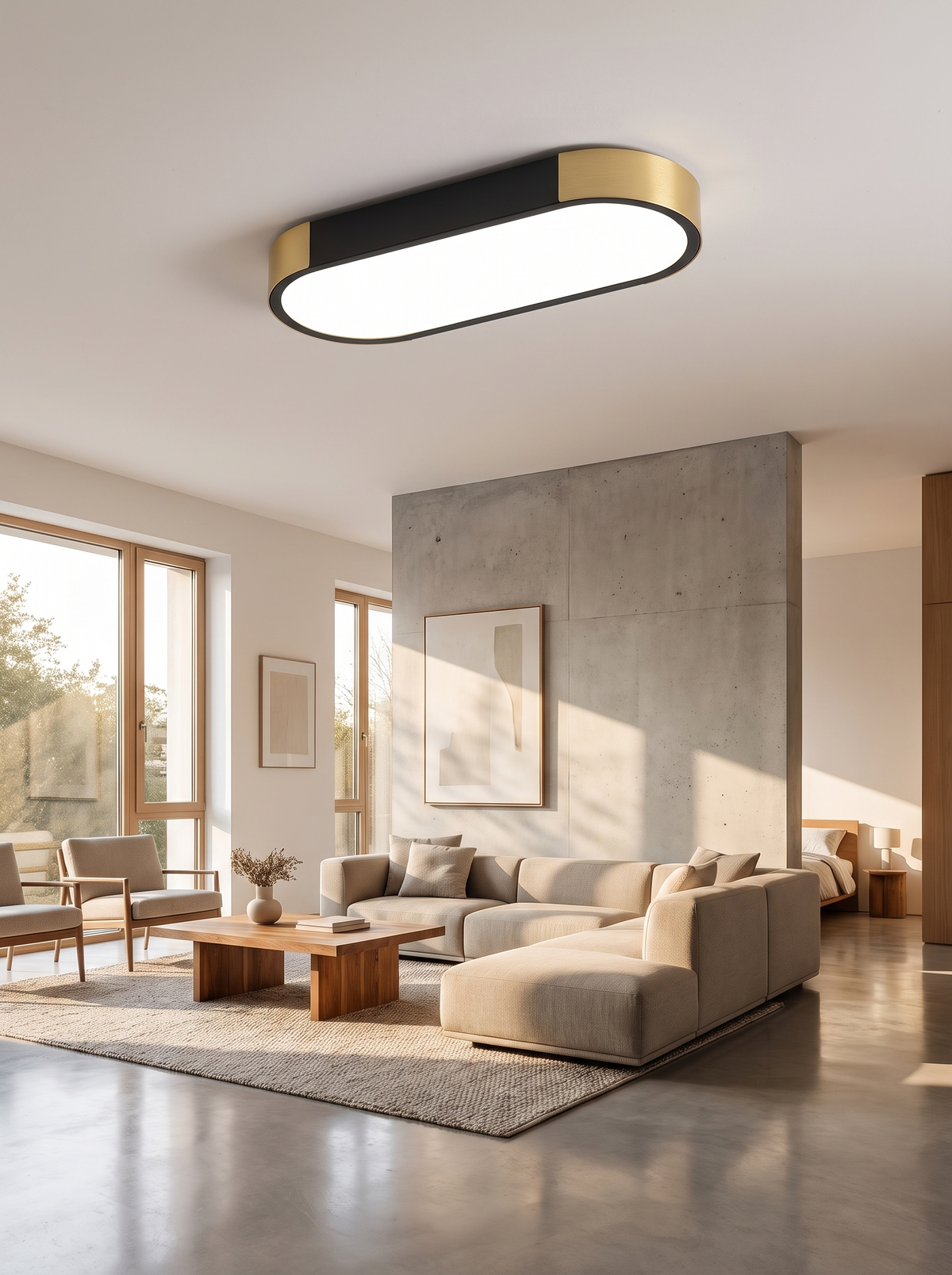 Modern Minimalist Rectangular Ring LED Flush Mount Ceiling Light image 3