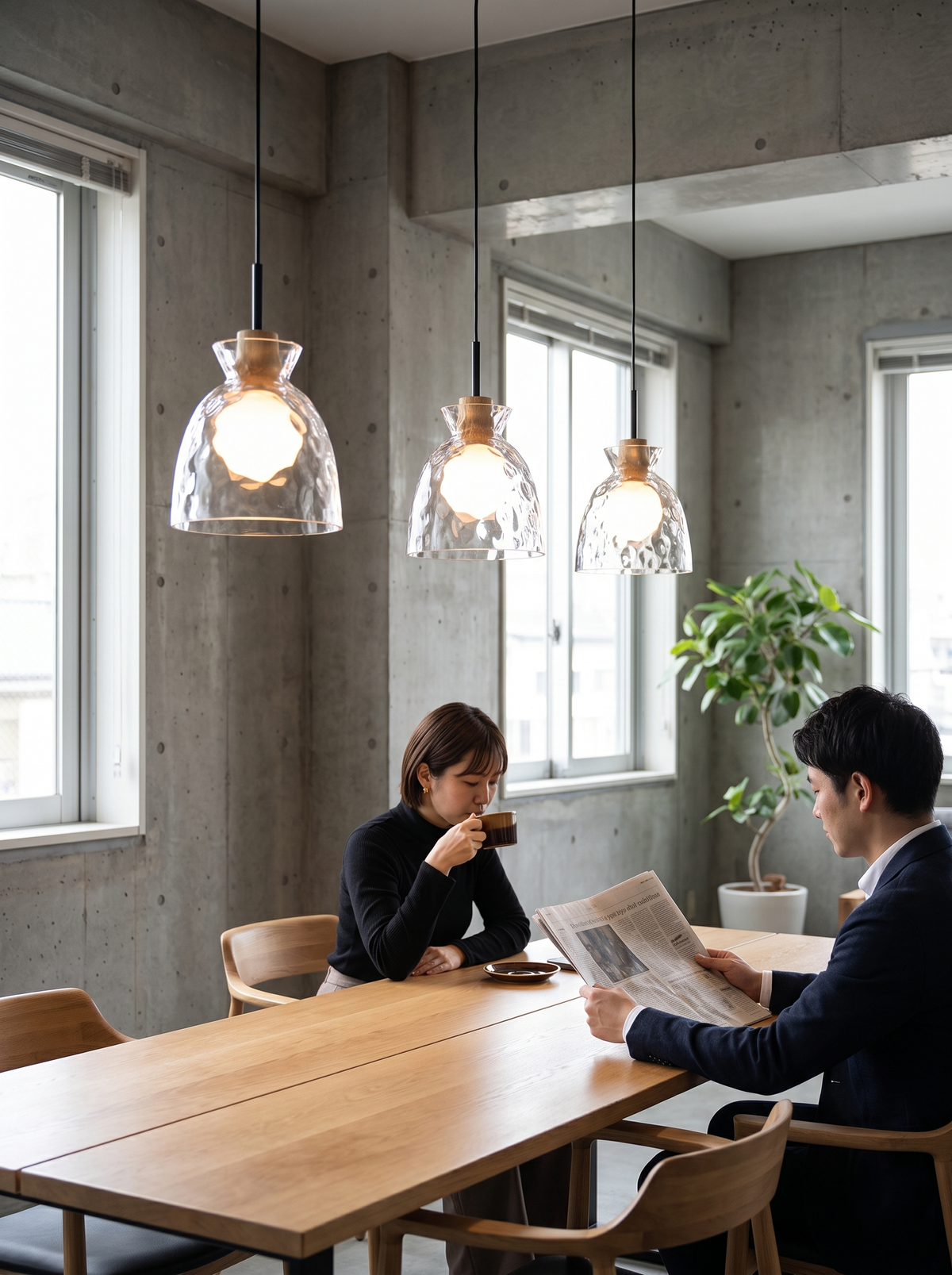 Modern Minimalist Clear Rippled Glass Iron Shaded 1-Light Pendant Light image 2